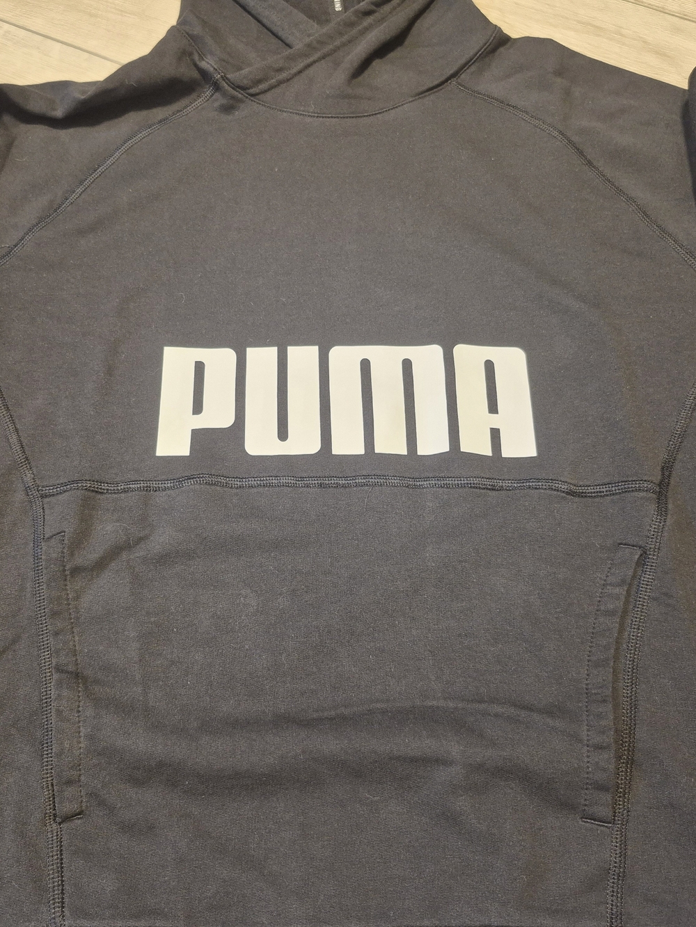 Puma Black Crewneck Hoodie with White Logo
